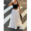 image:imageFloerns Womens Polka Dots Flowy Maxi Skirt Tiered Ruffle Going Out SkirtsWhite