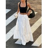 image:imageFloerns Womens Polka Dots Flowy Maxi Skirt Tiered Ruffle Going Out SkirtsWhite
