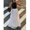 image:imageFloerns Womens Polka Dots Flowy Maxi Skirt Tiered Ruffle Going Out SkirtsWhite