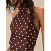 image:imageFloerns Womens Polka Dots Halter Crop Tops Tie Backless Summer Vacation Going Out Tank TopsBrown