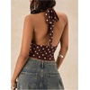 image:imageFloerns Womens Polka Dots Halter Crop Tops Tie Backless Summer Vacation Going Out Tank TopsBrown