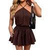 image:imageFloerns Womens Polka Dots Halter Dress Ruffle Going Out Mini DressesBrown