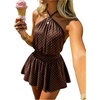 image:imageFloerns Womens Polka Dots Halter Dress Ruffle Going Out Mini DressesBrown