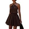image:imageFloerns Womens Polka Dots Halter Dress Ruffle Going Out Mini DressesBrown