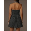 image:imageFloerns Womens Polka Dots Halter Dresses Backless V Neck A Line Mini DressBlack and White
