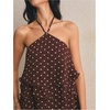 image:imageFloerns Womens Polka Dots Halter Mini Dress Backless Layered Ruffle Tea Party Going Out DressesBrown