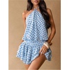 image:imageFloerns Womens Polka Dots Halter Mini Dress Tie Backless Layered Ruffle Tea Party Going Out DressesBlue