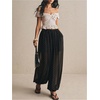 image:imageFloerns Womens Polka Dots Harem Balloon Pants Chiffon Sheer Elastic Waist Baggy Lantern PantBlack