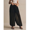 image:imageFloerns Womens Polka Dots Harem Balloon Pants Chiffon Sheer Elastic Waist Baggy Lantern PantBlack