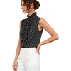 image:imageFloerns Womens Polka Dots High Neck Work Blouses TopsBlack and White