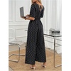 image:imageFloerns Womens Polka Dots Jumpsuit Short Sleeve Smocked Wide Leg RompersBlack and White
