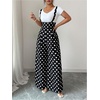 image:imageFloerns Womens Polka Dots Jumpsuit Wide Leg Suspender Pants Baggy OverallsBlack and White
