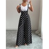 image:imageFloerns Womens Polka Dots Jumpsuit Wide Leg Suspender Pants Baggy OverallsBlack and White