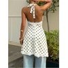 image:imageFloerns Womens Polka Dots Lace Dress Halter Neck Sleeveless A Line Going Out Mini DressesWhite