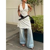 image:imageFloerns Womens Polka Dots Lace Dress Halter Neck Sleeveless A Line Going Out Mini DressesWhite