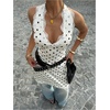 image:imageFloerns Womens Polka Dots Lace Dress Halter Neck Sleeveless A Line Going Out Mini DressesWhite