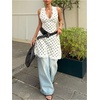 image:imageFloerns Womens Polka Dots Lace Dress Halter Neck Sleeveless A Line Going Out Mini DressesWhite