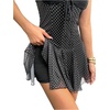 image:imageFloerns Womens Polka Dots Lace Spaghetti Strap Ruffle Mini DressesBlack