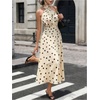 image:imageFloerns Womens Polka Dots Long Dress Halter Neck Sleeveless A Line Wedding Guest DressesApricot