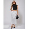 image:imageFloerns Womens Polka Dots Low Rise Satin Flowy Long SkirtsWhite