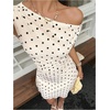 image:imageFloerns Womens Polka Dots Mini Dress One Shoulder Sleeveless Ruched Bodycon Going Out DressesApricot
