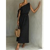 image:imageFloerns Womens Polka Dots Off The Shoulder Long Dress Summer Sleeveless Flowy Vacation SundressBlack