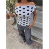 image:imageFloerns Womens Polka Dots Off The Shoulder Tops Lightweight Sleeveless Knit Pullover SweatersBlue