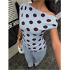 image:imageFloerns Womens Polka Dots Off The Shoulder Tops Lightweight Sleeveless Knit Pullover SweatersBlue