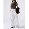image:imageFloerns Womens Polka Dots Off The Shoulder Tops Sleeveless Mesh Going Out T ShirtsBlack and White