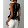 image:imageFloerns Womens Polka Dots Peplum Tank TopsBlack White Polka Dots