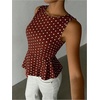 image:imageFloerns Womens Polka Dots Peplum Tank TopsBrown Polka Dots