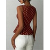 image:imageFloerns Womens Polka Dots Peplum Tank TopsBrown Polka Dots