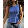 image:imageFloerns Womens Polka Dots Peplum Tank TopsDark Blue Polka Dots