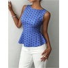 image:imageFloerns Womens Polka Dots Peplum Tank TopsDark Blue Polka Dots
