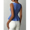 image:imageFloerns Womens Polka Dots Peplum Tank TopsDark Blue Polka Dots