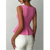 image:imageFloerns Womens Polka Dots Peplum Tank TopsHot Pink Polka Dots