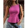 image:imageFloerns Womens Polka Dots Peplum Tank TopsHot Pink Polka Dots