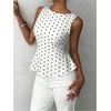 image:imageFloerns Womens Polka Dots Peplum Tank TopsWhite Polka Dots