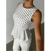image:imageFloerns Womens Polka Dots Peplum Tank TopsWhite Polka Dots