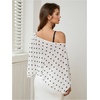 image:imageFloerns Womens Polka Dots Poncho Shawl Cover Up Tops Asymmetrical Bathing Suit BeachwearWhite