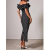 image:imageFloerns Womens Polka Dots Ruffle Off The Shoulder Cocktail Bodycon DressesBlack and White