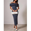 image:imageFloerns Womens Polka Dots Ruffle Off The Shoulder Cocktail Bodycon DressesDark Blue