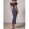 image:imageFloerns Womens Polka Dots Ruffle Off The Shoulder Cocktail Bodycon DressesDark Blue