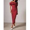 image:imageFloerns Womens Polka Dots Ruffle Off The Shoulder Cocktail Bodycon DressesRed