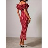 image:imageFloerns Womens Polka Dots Ruffle Off The Shoulder Cocktail Bodycon DressesRed
