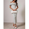 image:imageFloerns Womens Polka Dots Ruffle Off The Shoulder Cocktail Bodycon DressesWhite
