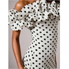 image:imageFloerns Womens Polka Dots Ruffle Off The Shoulder Cocktail Bodycon DressesWhite