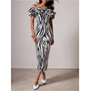image:imageFloerns Womens Polka Dots Ruffle Off The Shoulder Cocktail Bodycon DressesZebra Print