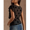 image:imageFloerns Womens Polka Dots Sheer Mesh Tank Tops Ruffle Trim See Through Going Out TopsBlack