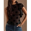 image:imageFloerns Womens Polka Dots Sheer Mesh Tank Tops Ruffle Trim See Through Going Out TopsBlack